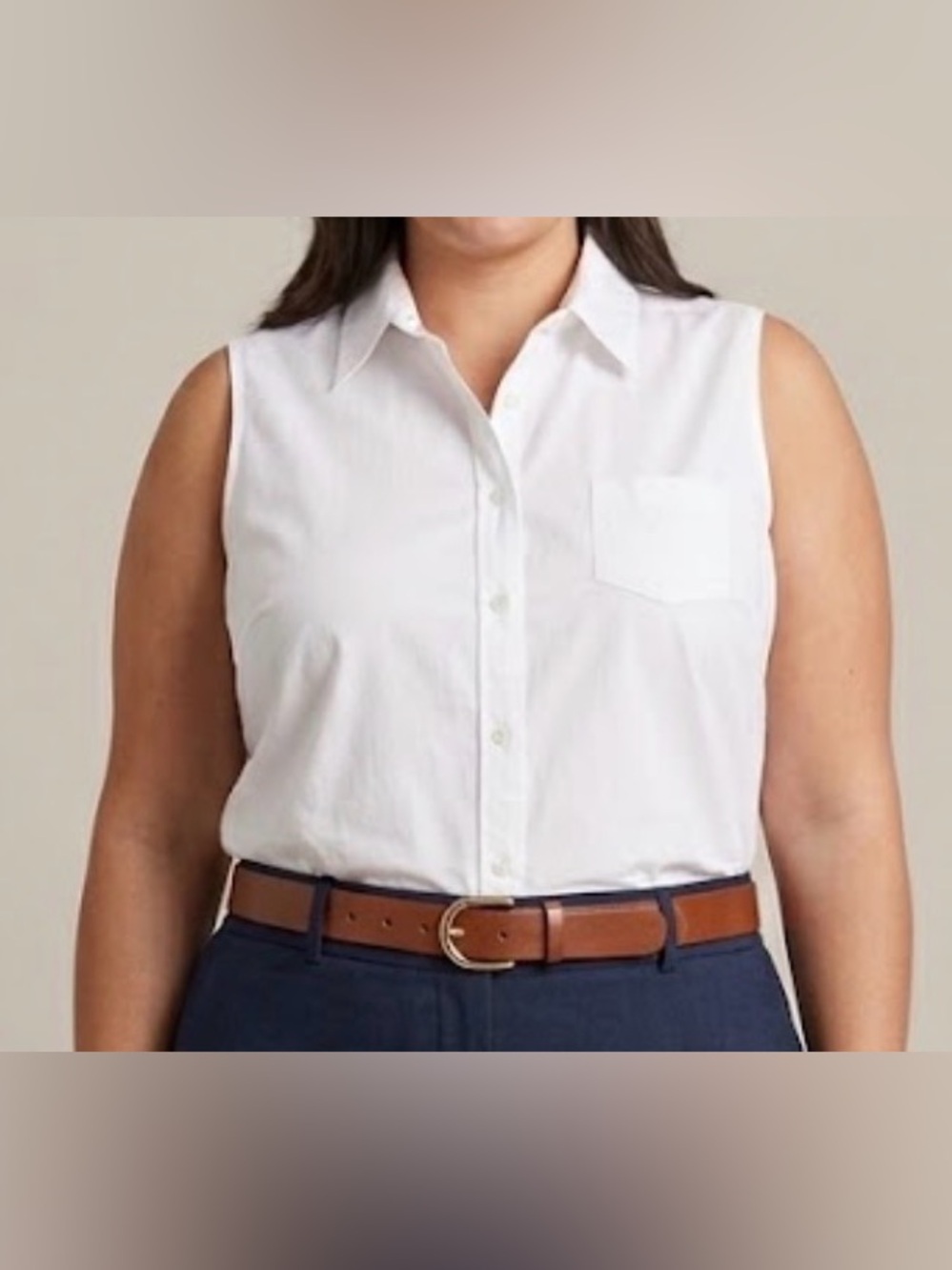 ISAAC MIZRAHI White Cotton Blend Collared Button Down Tank Size XL